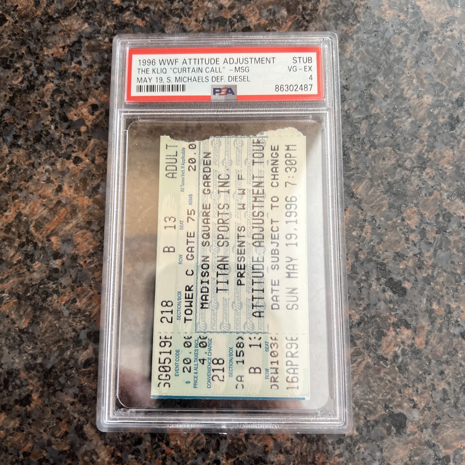 1996 WWF Attitude Adjustment.  The Kliq “CURTAIN CALL”  TICKET STUB