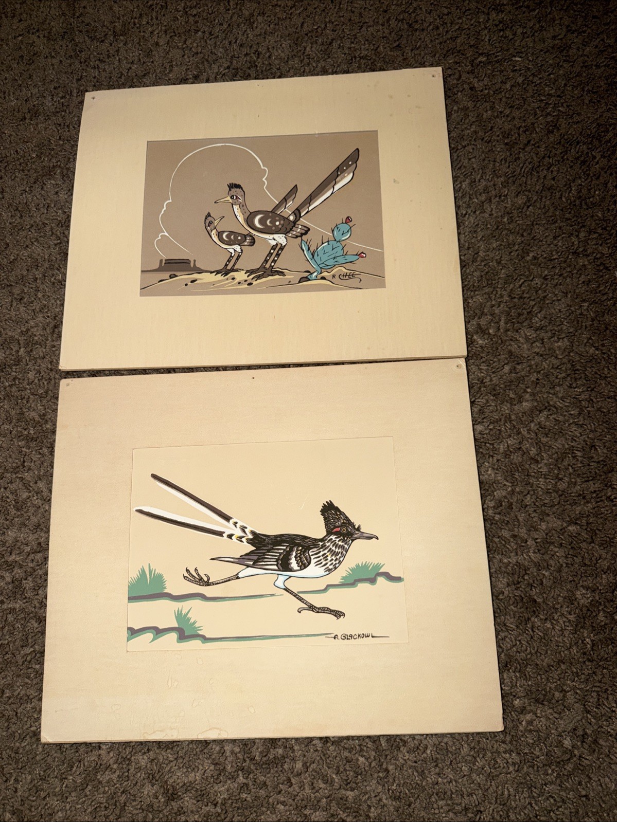 Archie Blackowl  Roadrunner Bird Cheyenne Native Navajo Robert Chee Art Lot Of 2