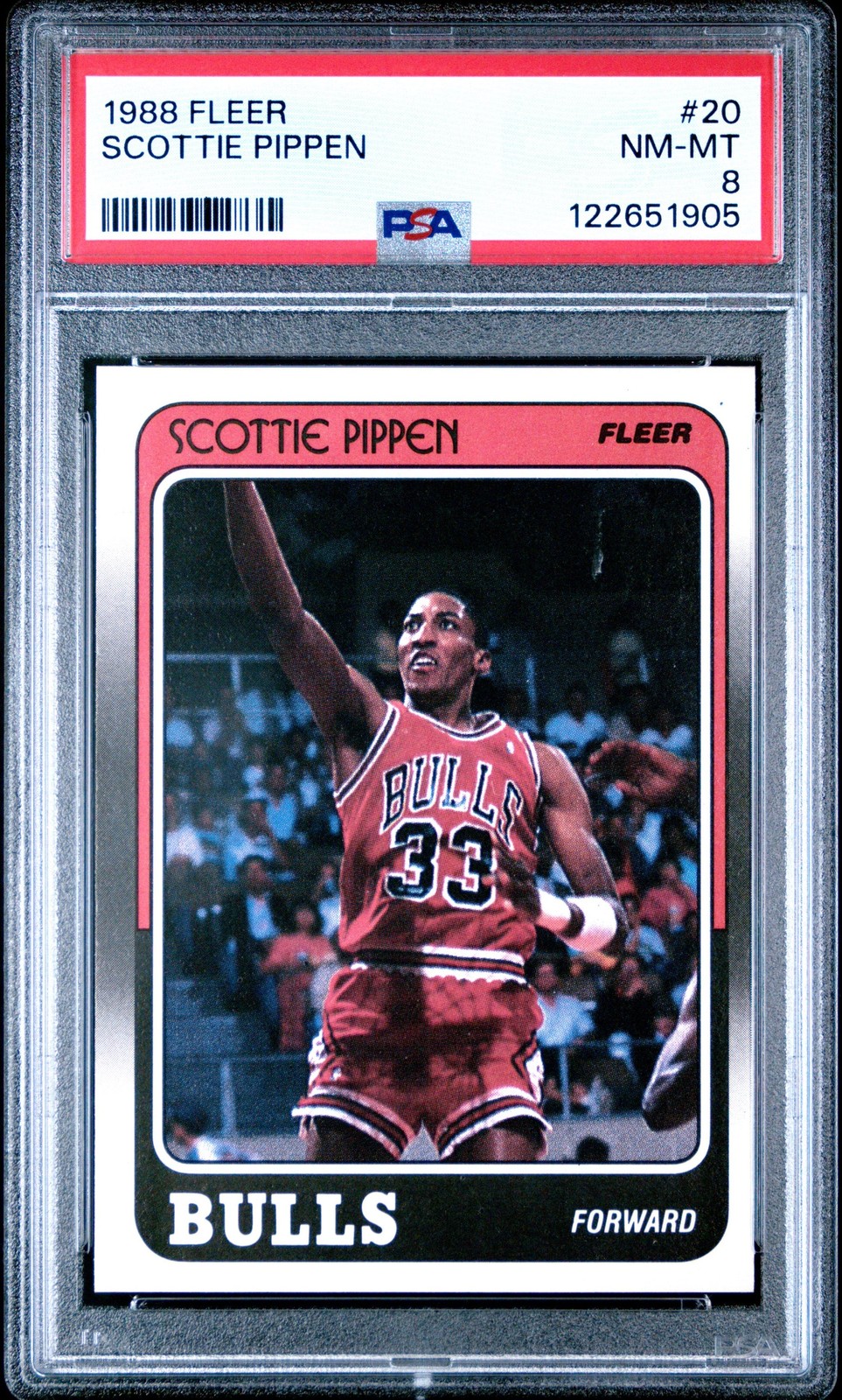 Graded 1988-89 Fleer Scottie Pippen #20 Rookie RC Basketball Card PSA 8 Graded 1988-89 Fleer Scottie Pippen #20 Rookie RC Basketball Card PSA 8