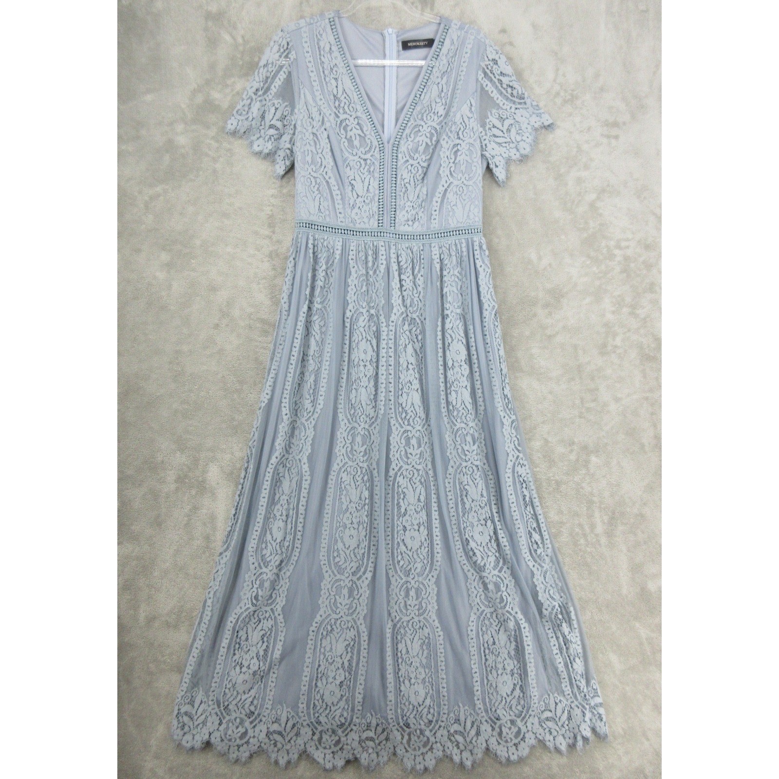 Merokeety Dress Womens Large Sheer Floral Lace Maxi Cottage Coquette Romantic