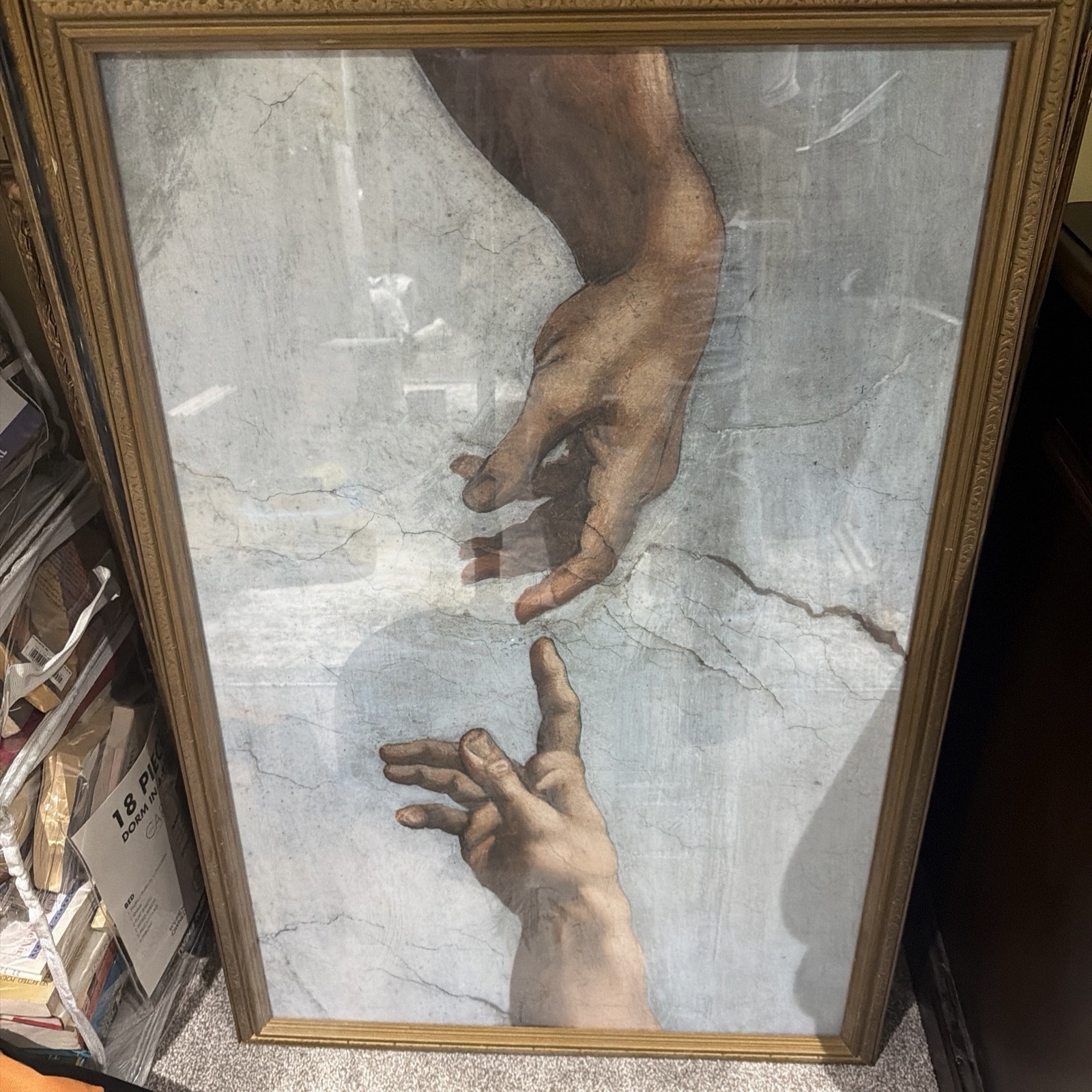 Hands of God and Adam, Michelangelo\'s Creation of Adam Art - FRAMED 65”x50”