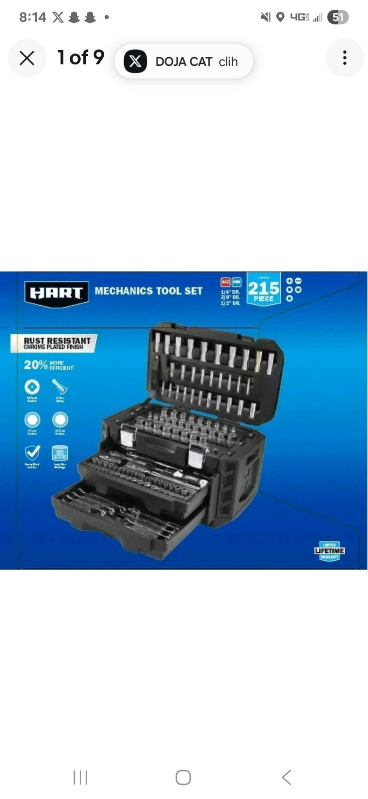 HART HHMTS404 215-Piece Mechanics Tool Set - Chrome