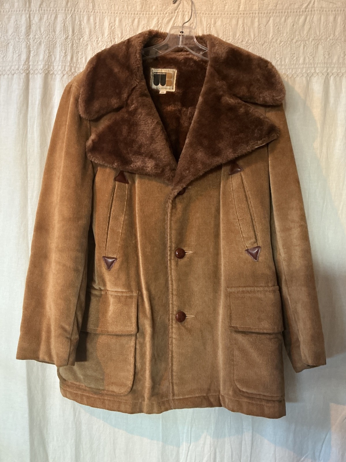 Vtg 1970s William Barry Corduroy Fur Lined Brown Coat Jacket Mens 42 USA Made Vtg 1970s William Barry Corduroy Fur Lined Brown Coat Jacket Mens 42 USA Made