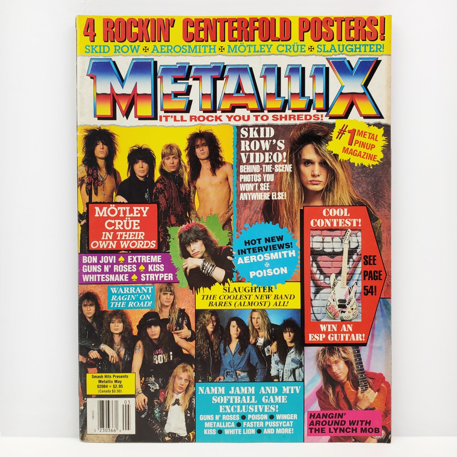 Metallix Magazine Vintage Metal Rock 1990 Skid Row Poison Motley Crue + Posters