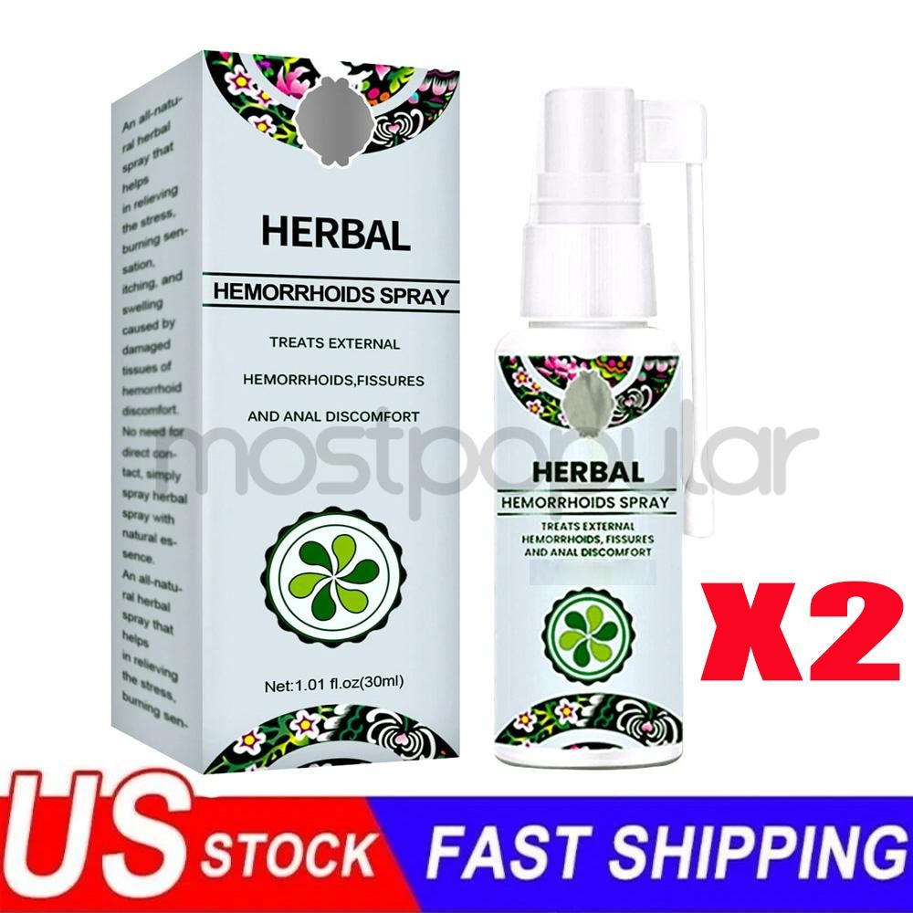 2PCS Natural Herbal Hemorrhoids Spray Fast Relief Of And Anal Fissures 30ML