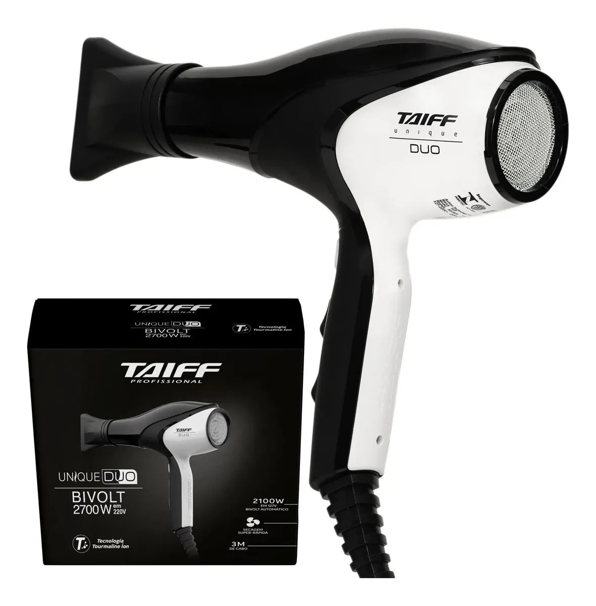 Taiff Unique Duo Professional Hair Dryer, 2700W, Automatic Dual Voltage