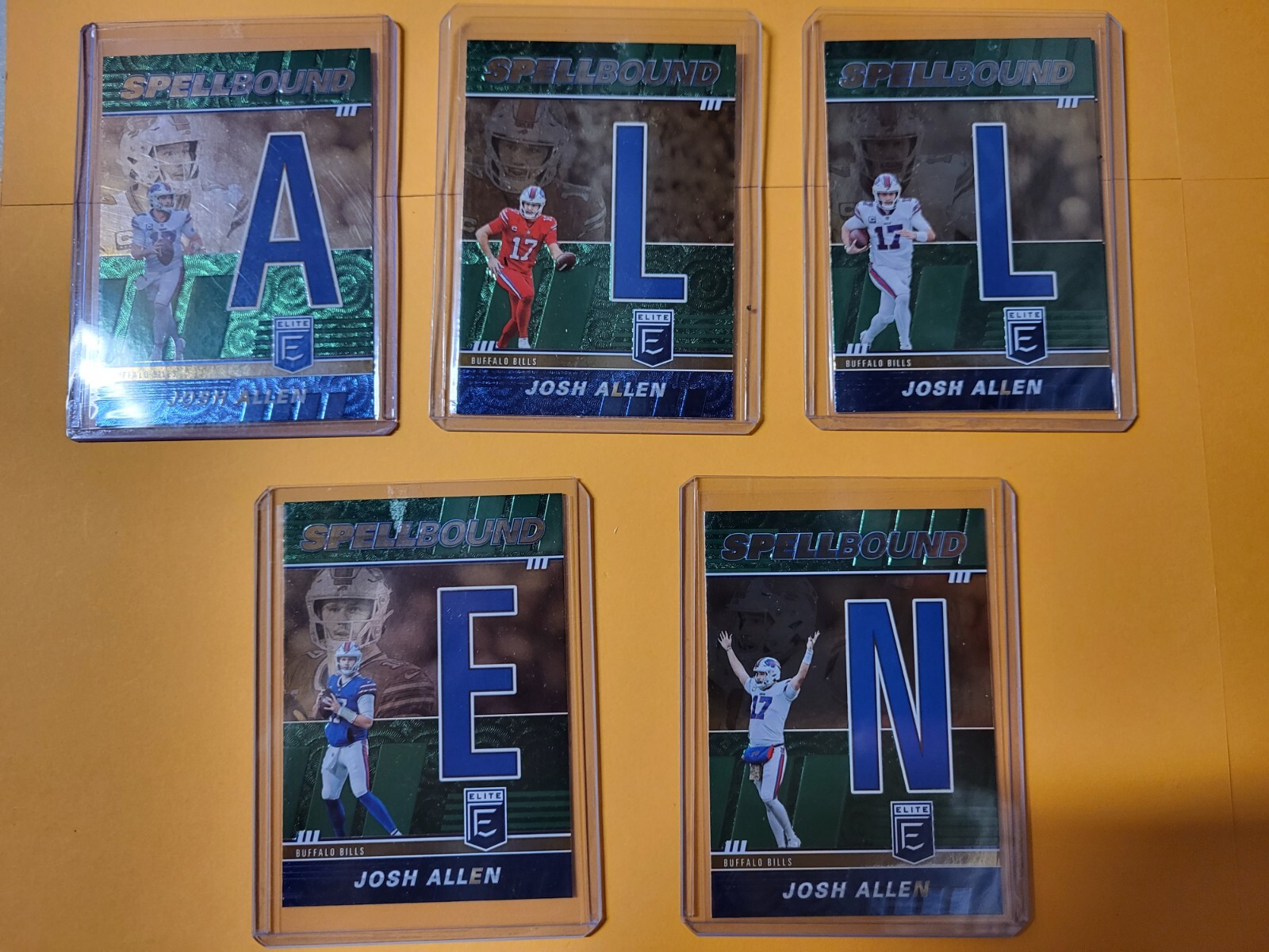 2022 Panini Donruss Elite Josh Allen Spellbound Set Green Buffalo Bills A L E N
