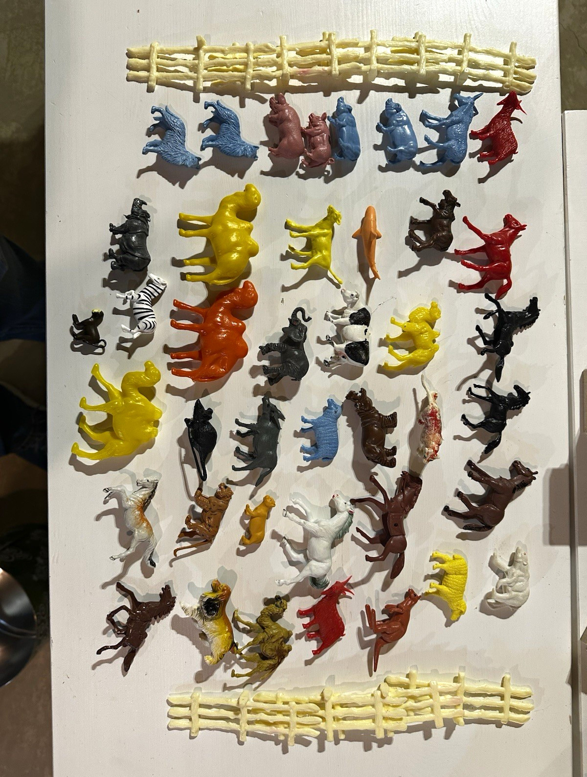 Vintage 50s-70s Plastic Farm Animal Lot of 41 w/ 8 Fence pieces