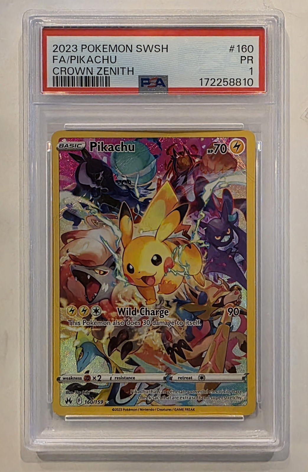 2023 Pokemon PSA 1 SWSH Crown Zenith Pikachu 160/159 Secret Art Holo 2023 Pokemon PSA 1 SWSH Crown Zenith Pikachu 160/159 Secret Art Holo