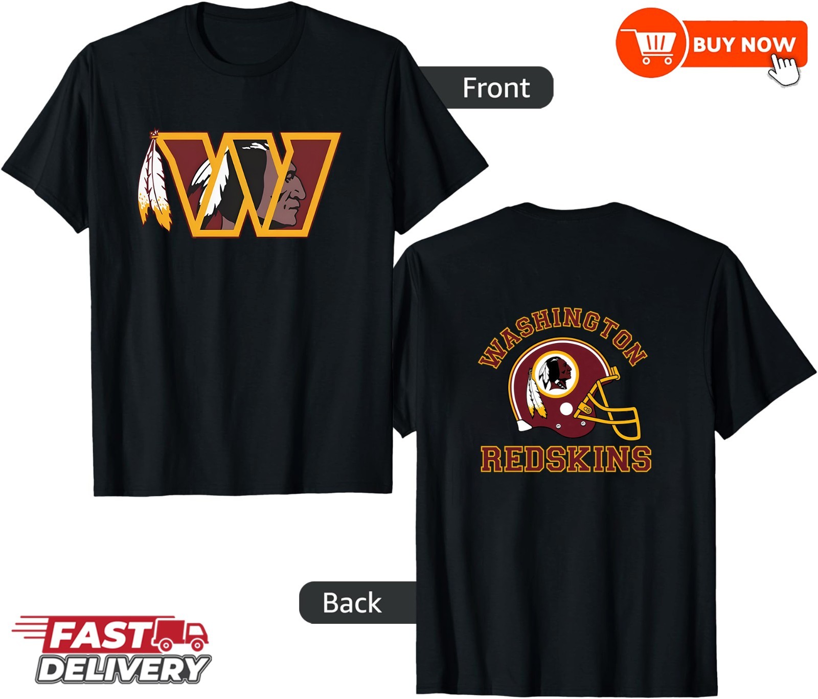 NEW Washington Redskins Forever Helmet Football 2Sided T-Shirt