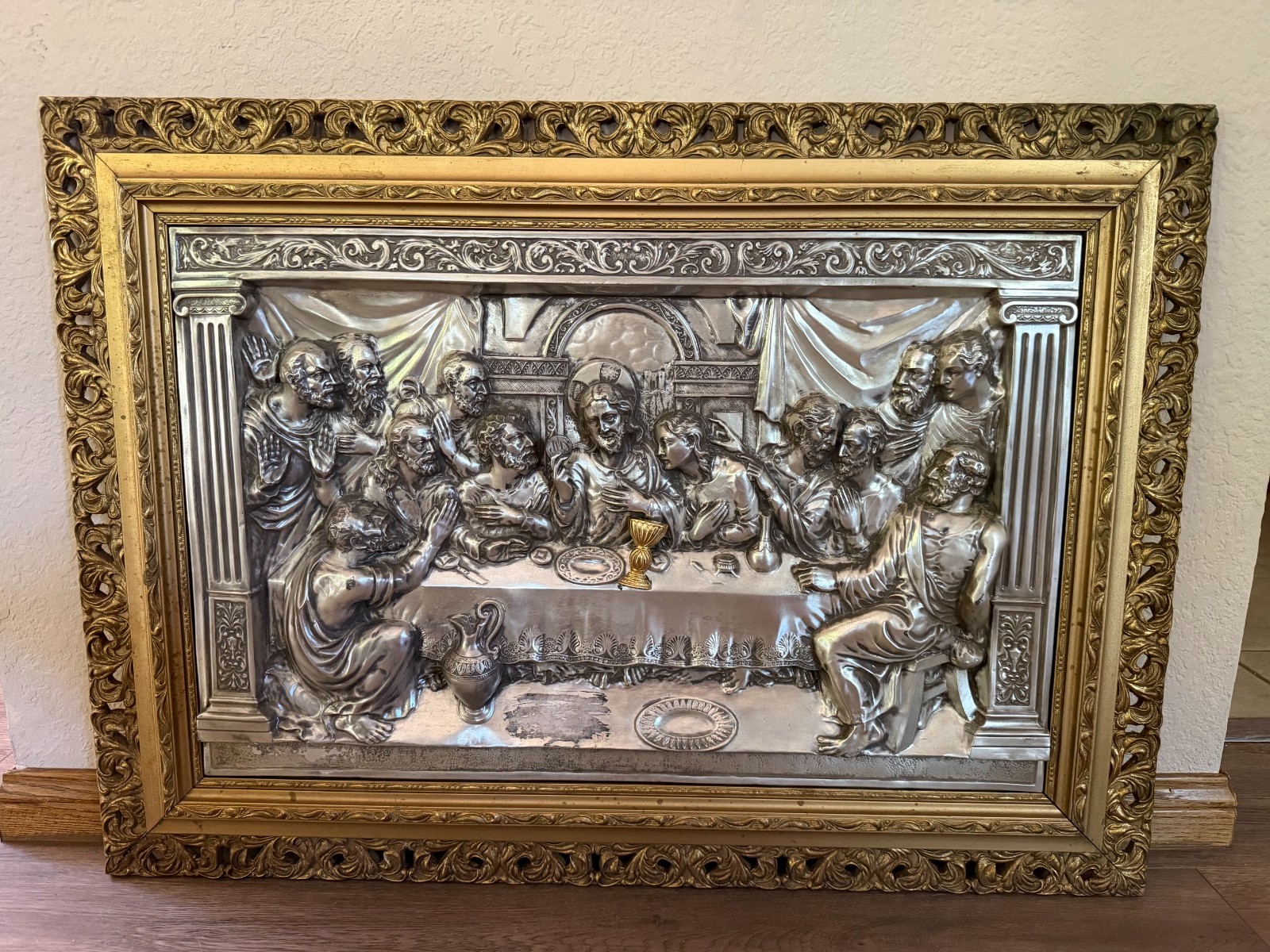 Vintage Last Supper Wall Art | Large Framed Religious Relief Plaque 
