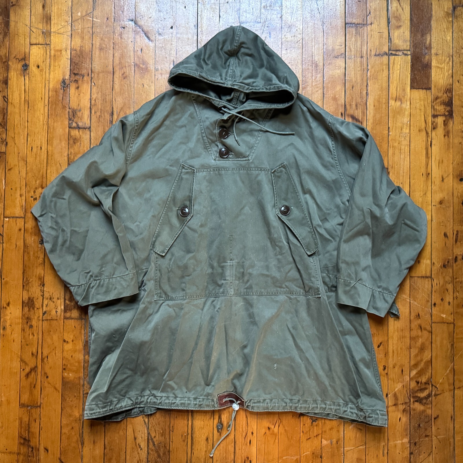 Vintage WWII US Army M-43 Field Parka Cotton OD Size Large Pullover Anorak WW2