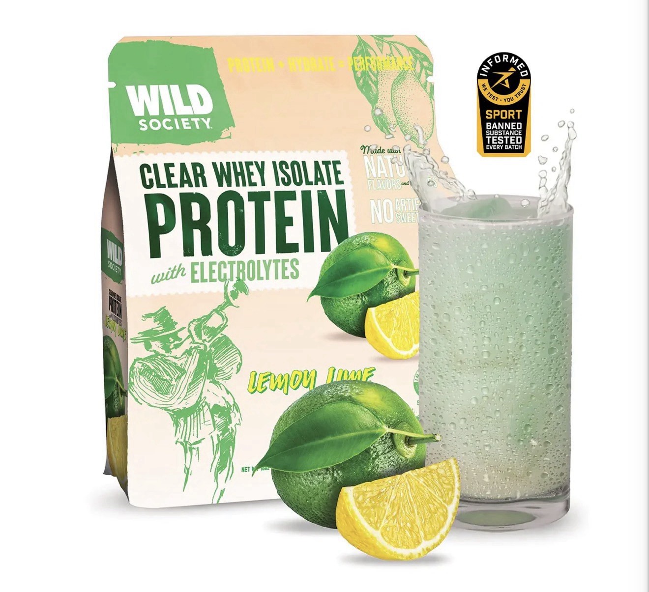 New Wild Society Clear Whey Isolate Protein Powder Lemon Lime 16oz Exp  03/2027