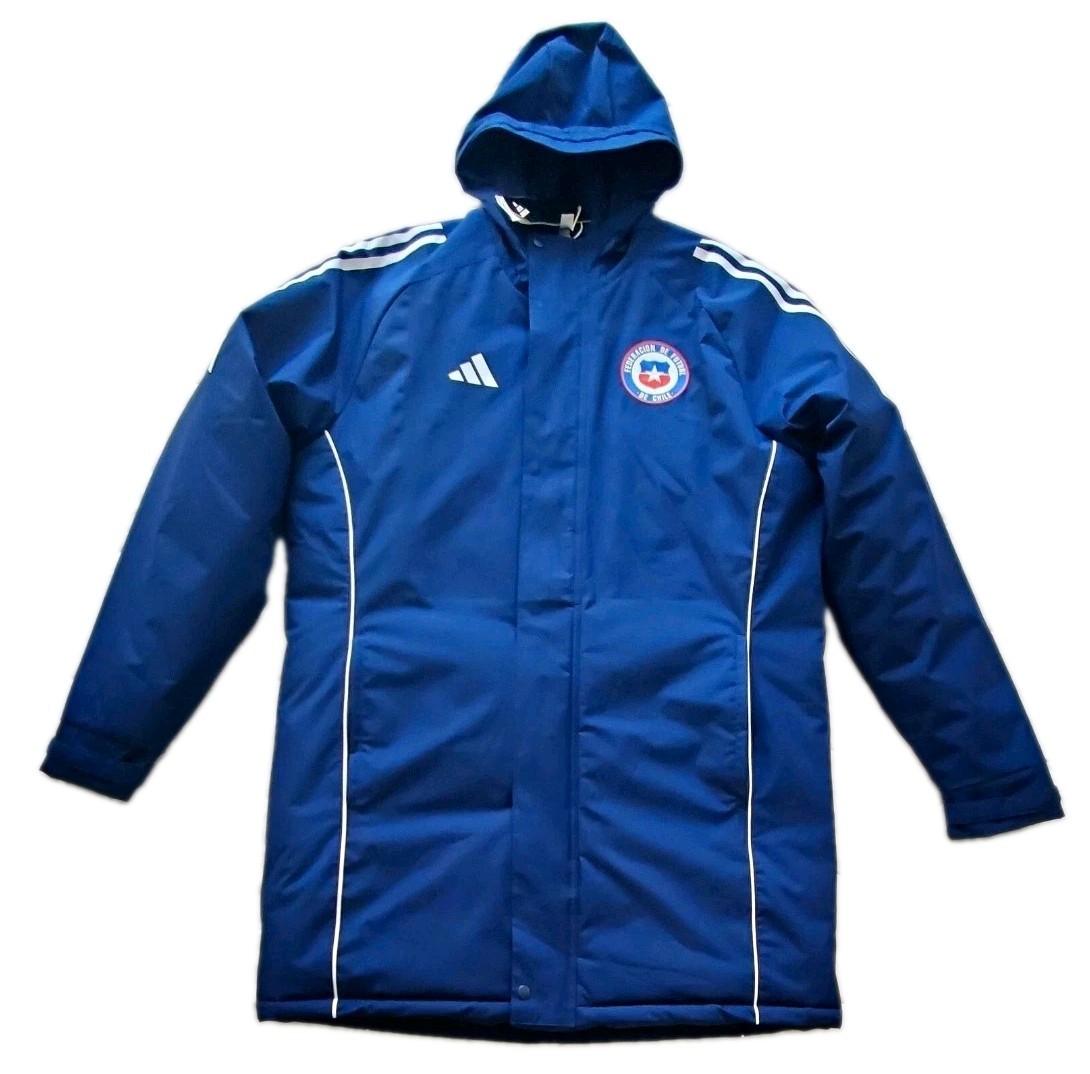 Adidas Chile National Team Soccer Long Jacket Blue Hooded with Crest Size Large