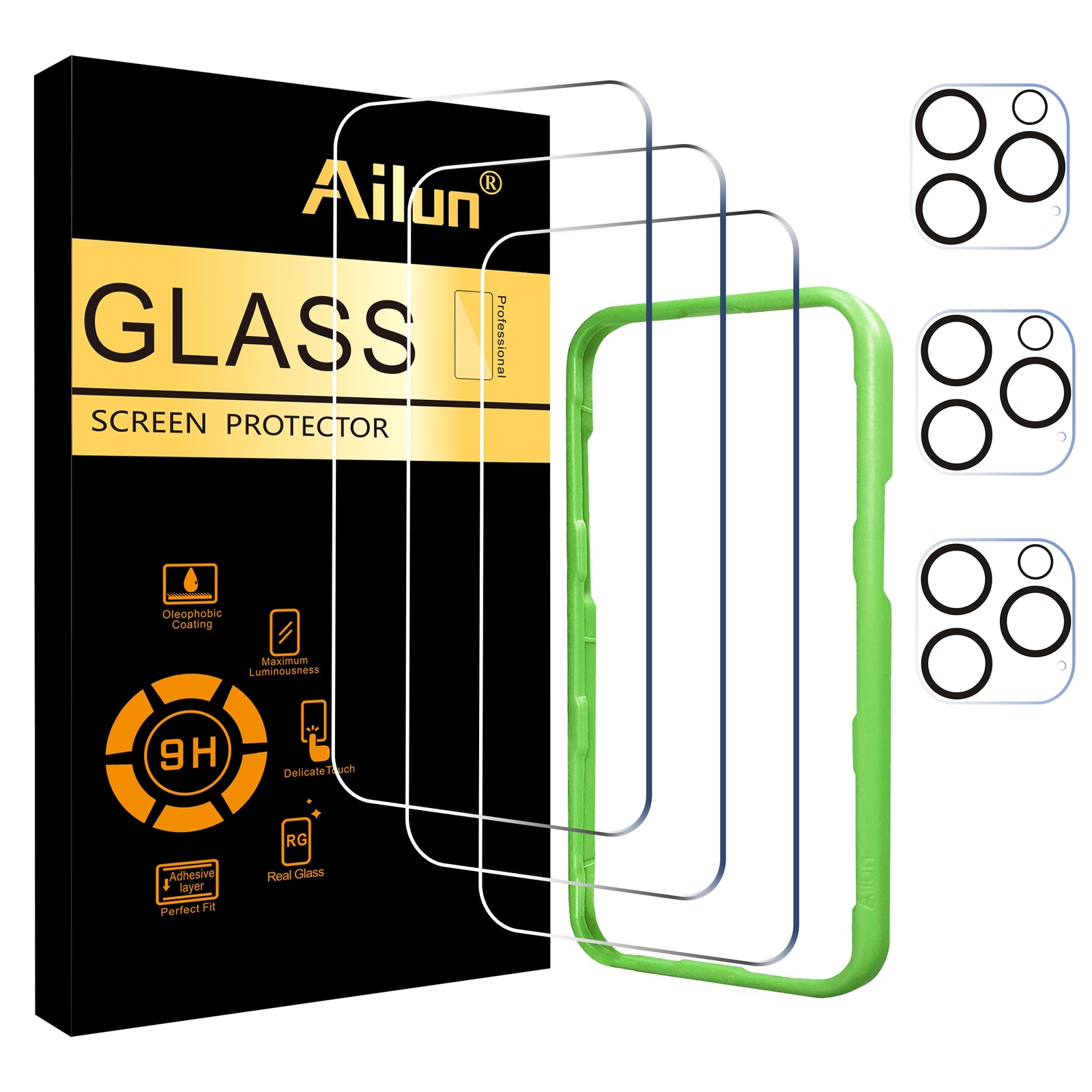 Ailun 3 Pack Screen Protector for iPhone 16 Pro [6.3 inch] + 3 Pack Camera Le...