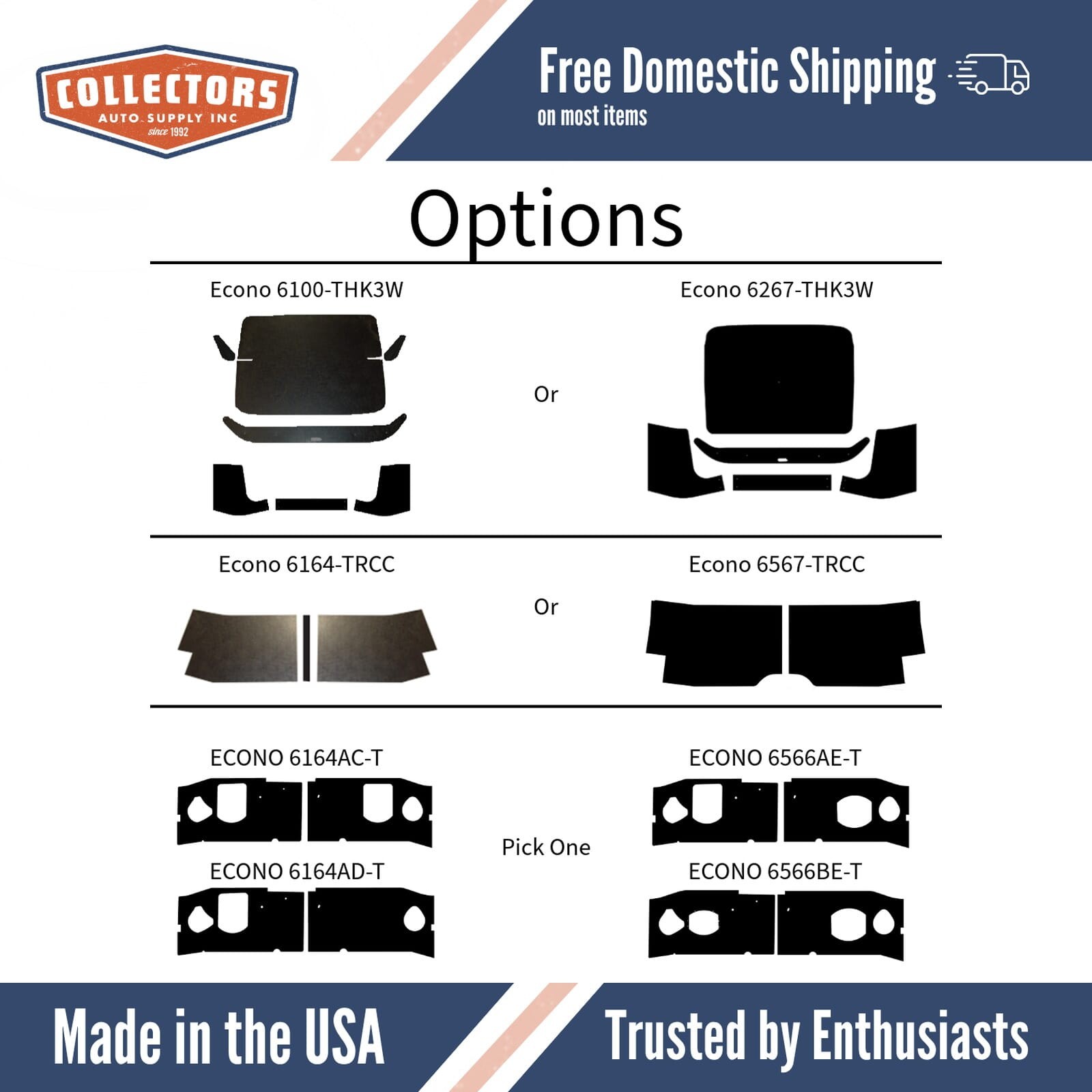 Complete Interior ABS Panel Kit for 1961-1967 Ford Econoline