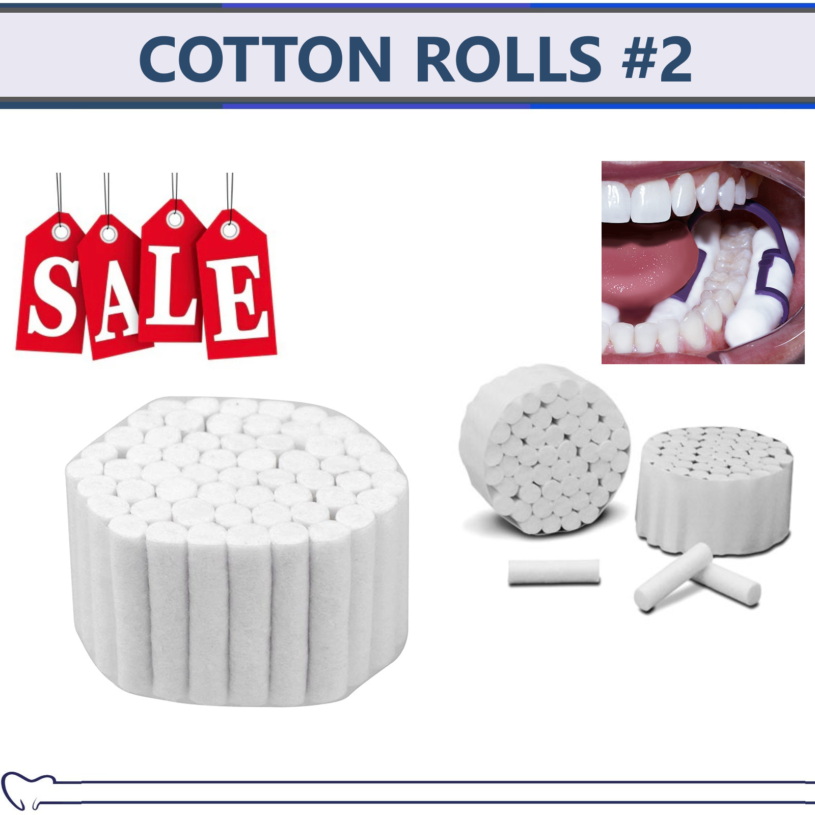 50 /  100 pcs Dental COTTON ROLLS #2 MEDIUM - US SELLER PREMIUM QUALITY
