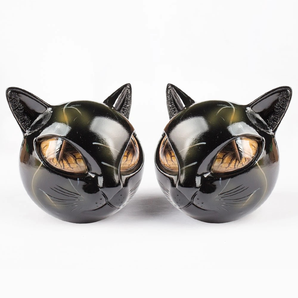 2PCS Luxury Black Cat Stone Sculpture Resin Elegant Decor Gift For Cat Lovers
