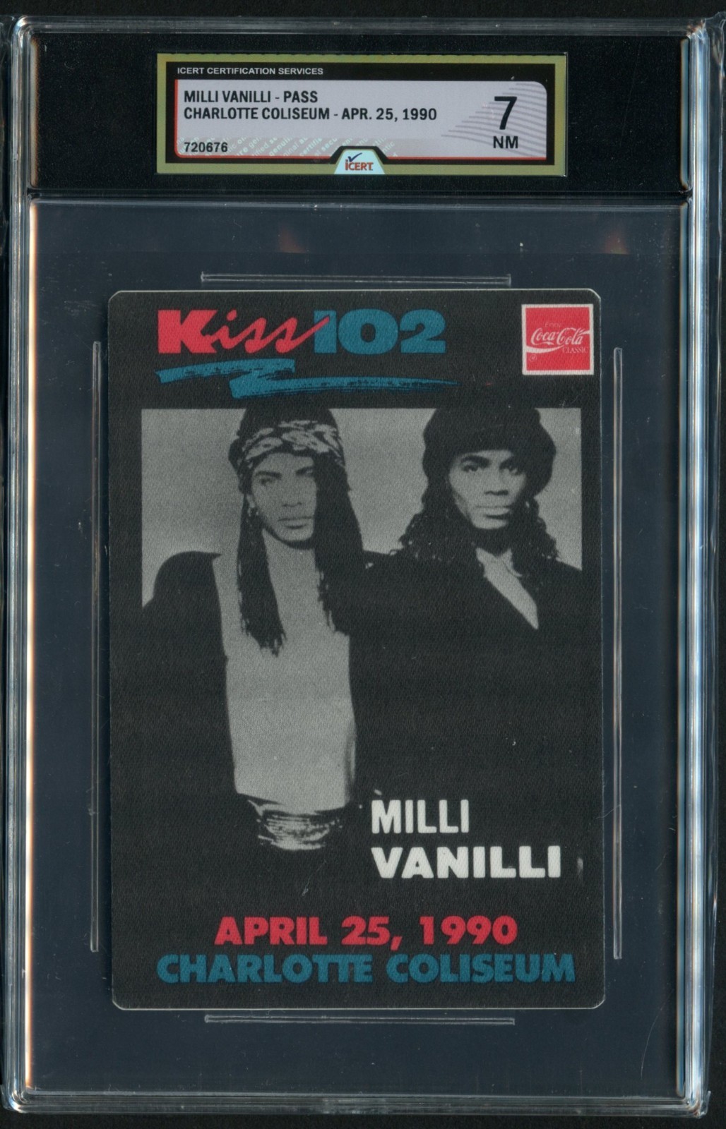 Milli Vanilli Charlotte Coliseum 04/25/1990 Backstage Pass Grade 7 iCERT Milli Vanilli Charlotte Coliseum 04/25/1990 Backstage Pass Grade 7 iCERT