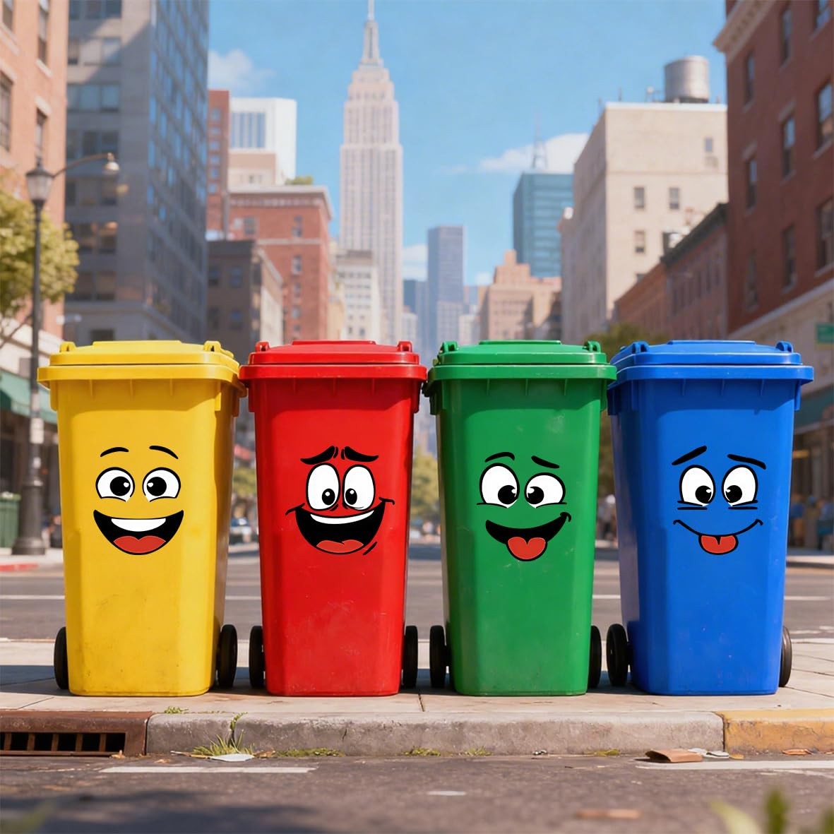 Leniutor 4pcs Wheelie Bin Stickers, Funny Expressions Dustbin Decals, Waterpr... Leniutor 4pcs Wheelie Bin Stickers, Funny Expressions Dustbin Decals, Waterpr...