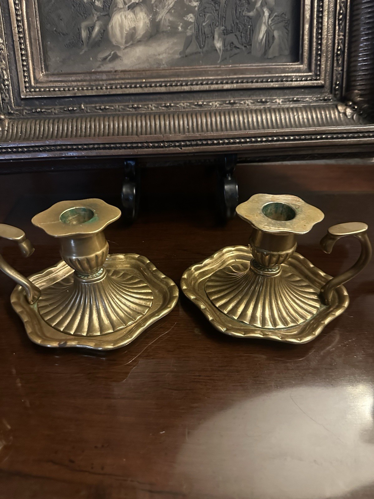 Antique 19th Century rench Empire Brass Chamberstick Candlestick Holder Antique 19th Century rench Empire Brass Chamberstick Candlestick Holder