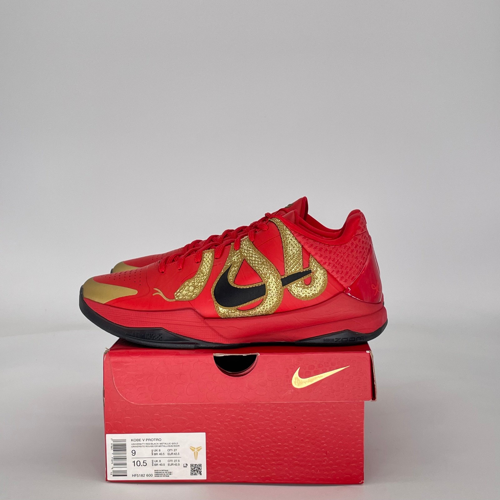 Size 9M/10.5W - Nike Kobe 5 Protro Year of the Mamba University Red HF5182-600 P Size 9M/10.5W - Nike Kobe 5 Protro Year of the Mamba University Red HF5182-600 P