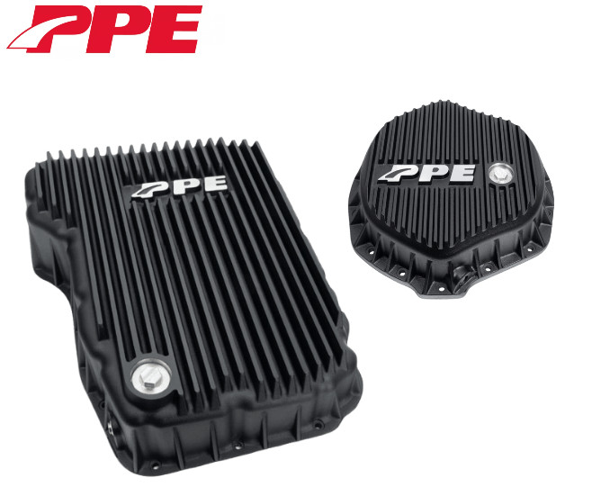 PPE Black Trans Pan & Diff Cover For 07.5-18 Ram 6.7L 68RFE AAM 14-11.5\'\' axle