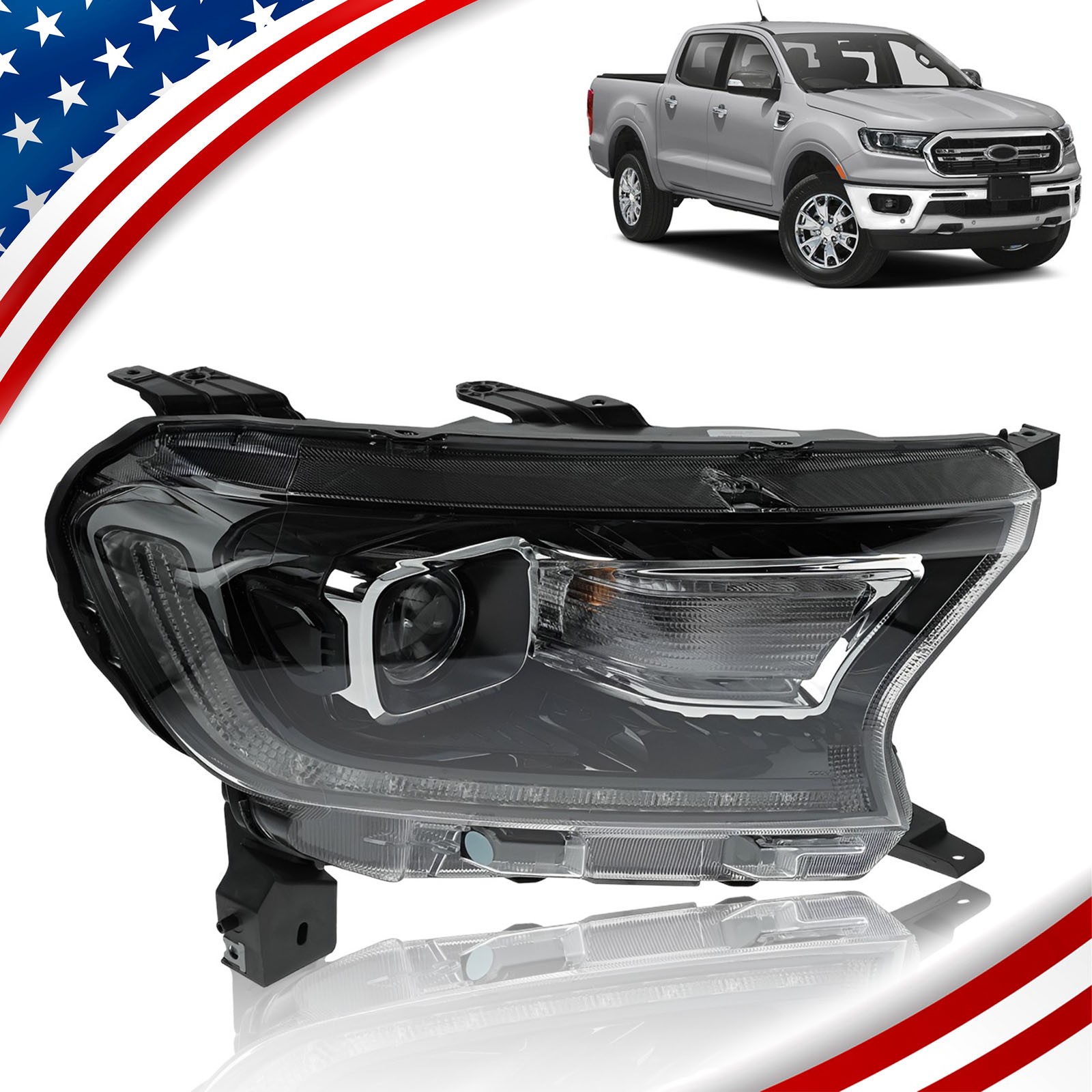 Front Passenger Right LED Headlight KB3Z13008A For 2019-2023 Ford Ranger Lariat