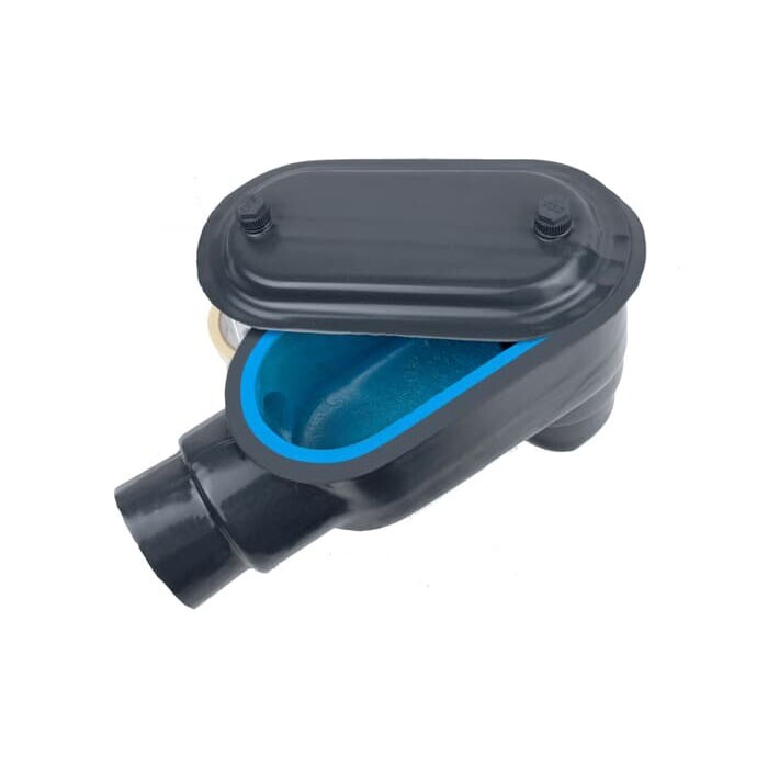 Ocal LB37-G 1 inch LB Shape Form 7 PVC Coated Iron Conduit Body Dark Gray