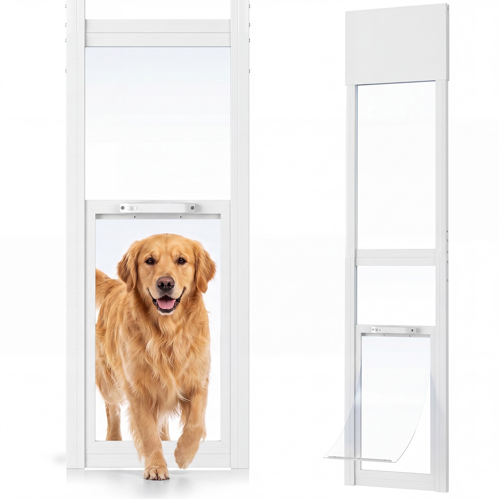 Adjustable Sliding Glass Dog Door – No Cutting Needed, Height Range 68.9\