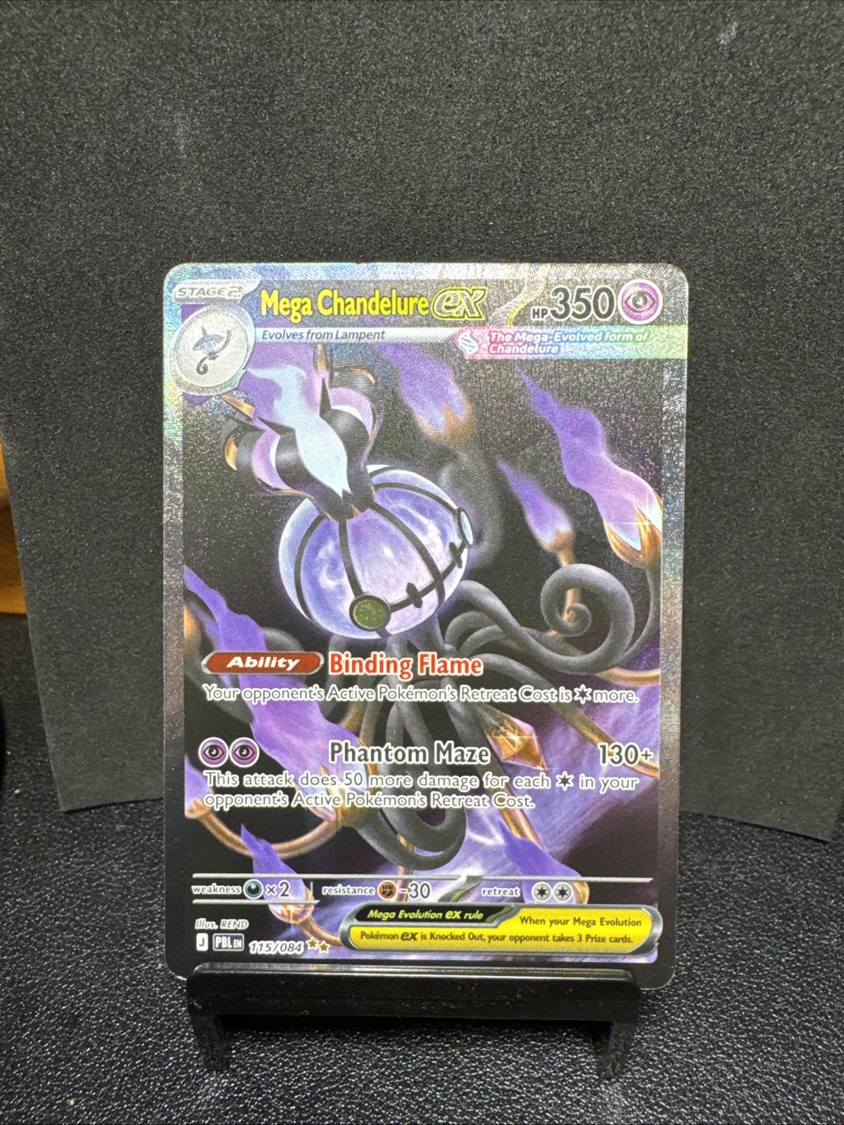 Mega Chandelure EX Pitch Black 115/084 SIR Fresh Pull