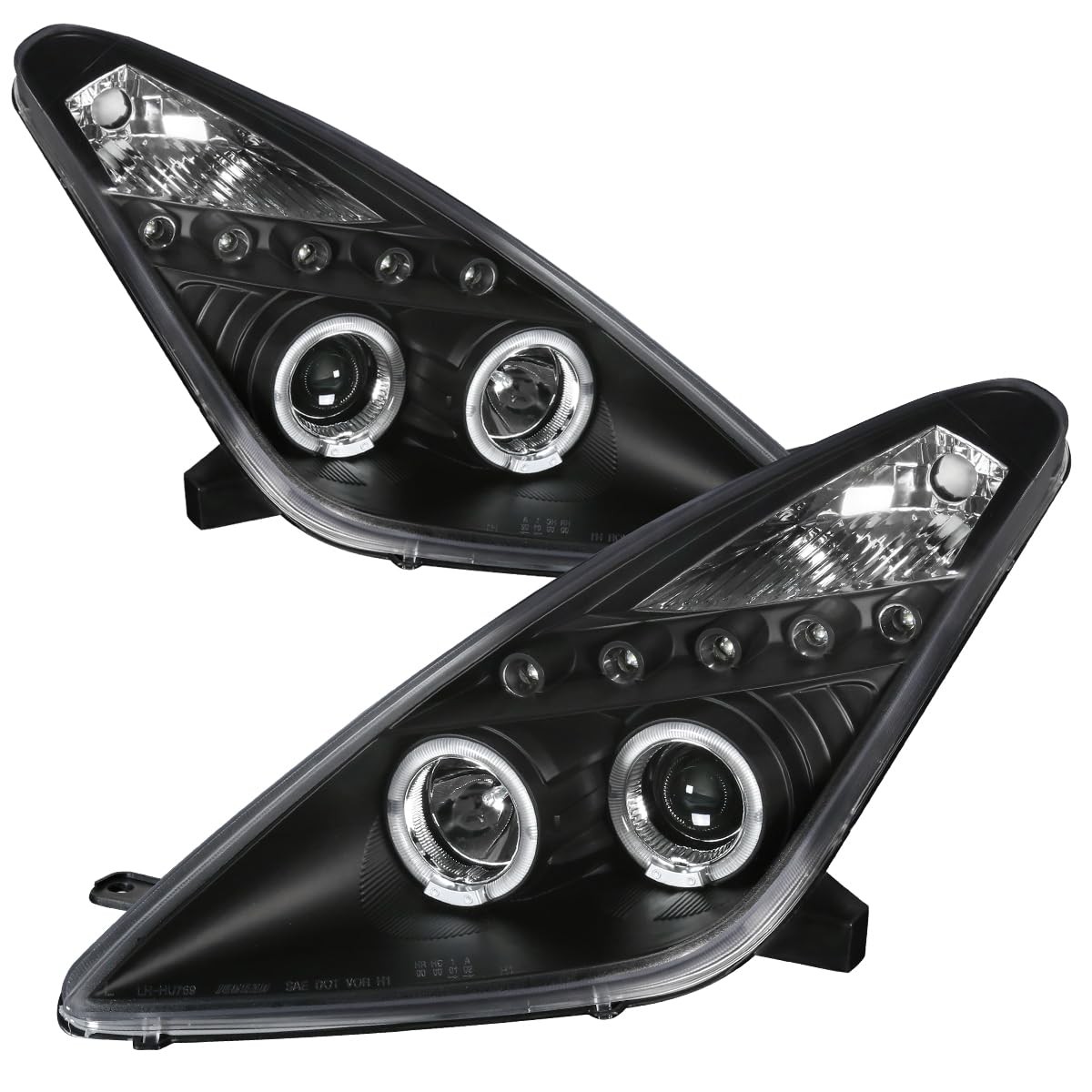 Fits 00-05 Celica GT GTS Black LED Halo Projector Headlights Head Lights Lamps