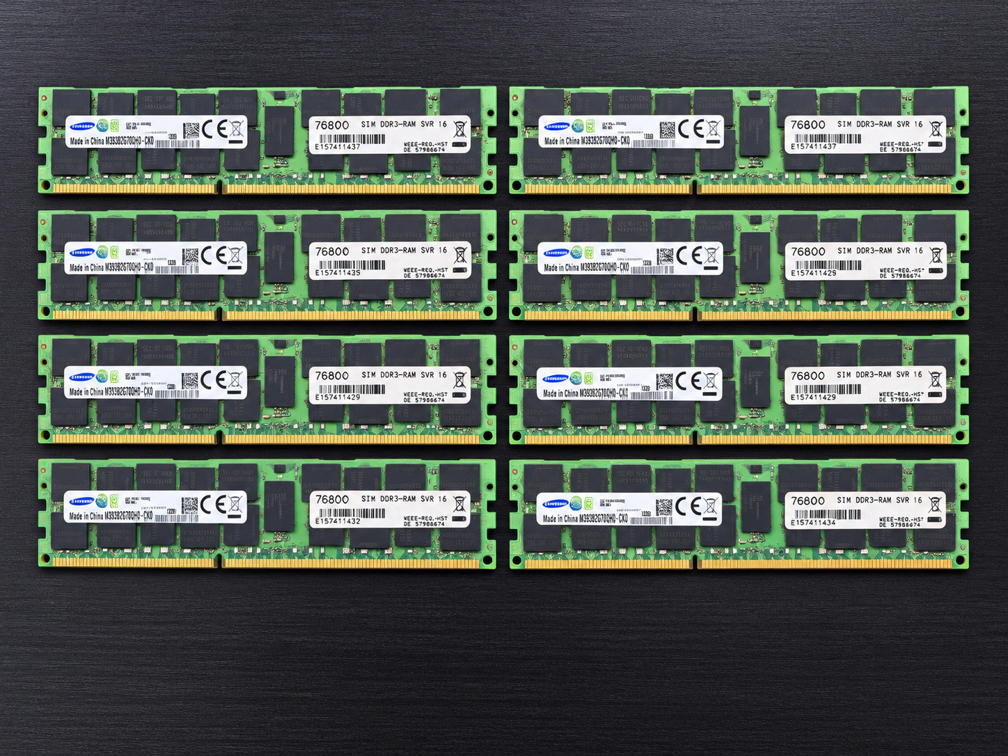 128GB RAM Lot (8x 16GB) Samsung DDR3 RDIMM ECC Server RAM (M393B2G70QH0-YK0)