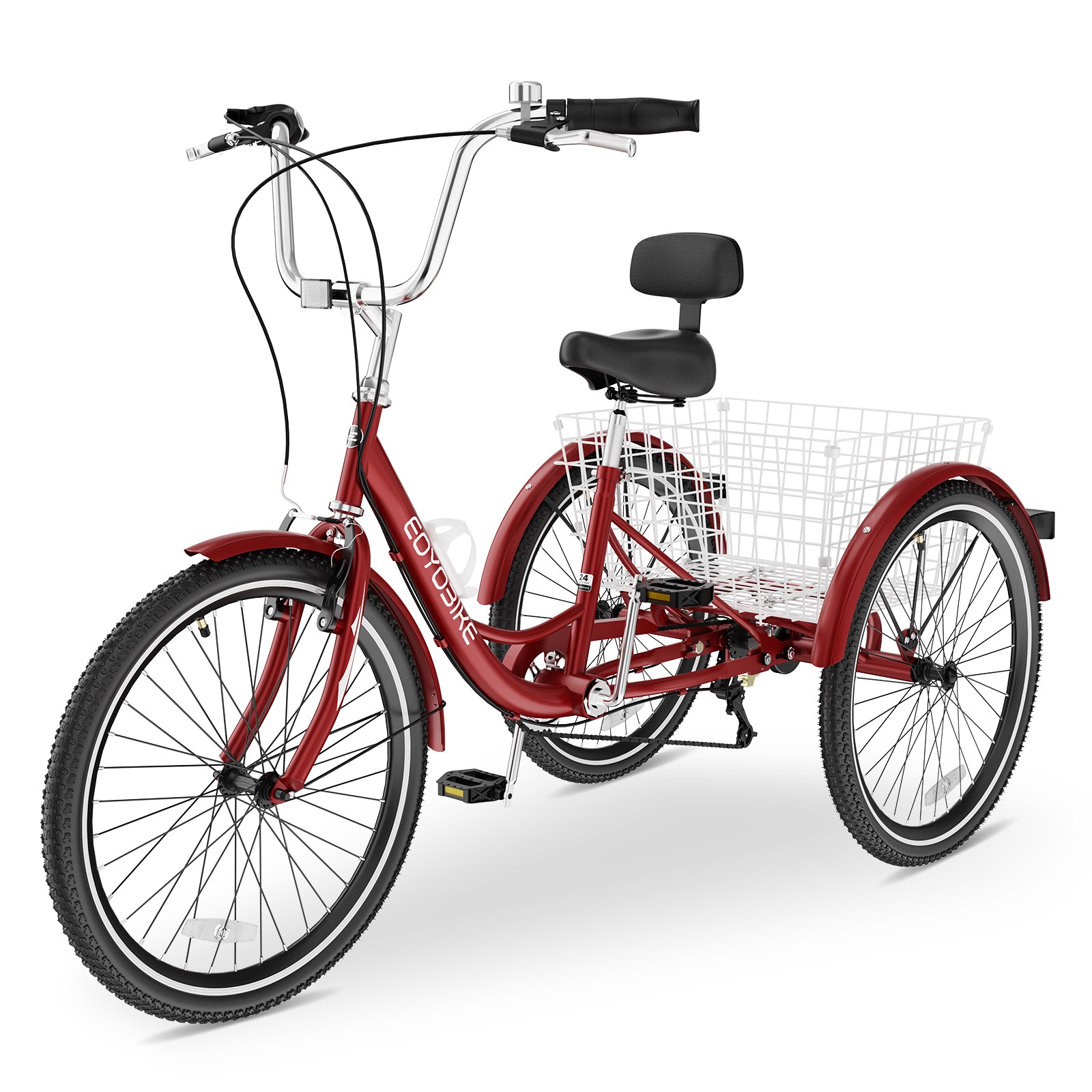 EOYOBIKE 26inch 3 wheel 7 Speed Trike Cruiser Bike Adult Tricycle with Basket
