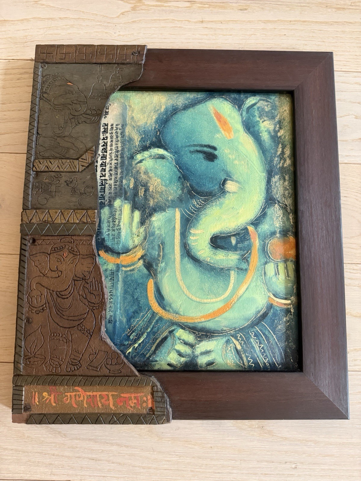 Indian Painting Original From Local Artist In Goa Ganesha Oil Canvas Gold Leaf Indian Painting Original From Local Artist In Goa Ganesha Oil Canvas Gold Leaf