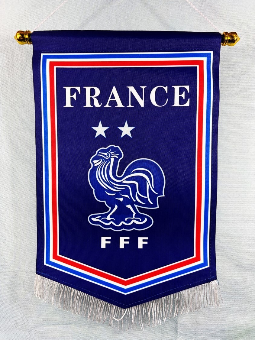 France National Football Pennant Flag Double Sided Soccer 14 inches by 11 inches