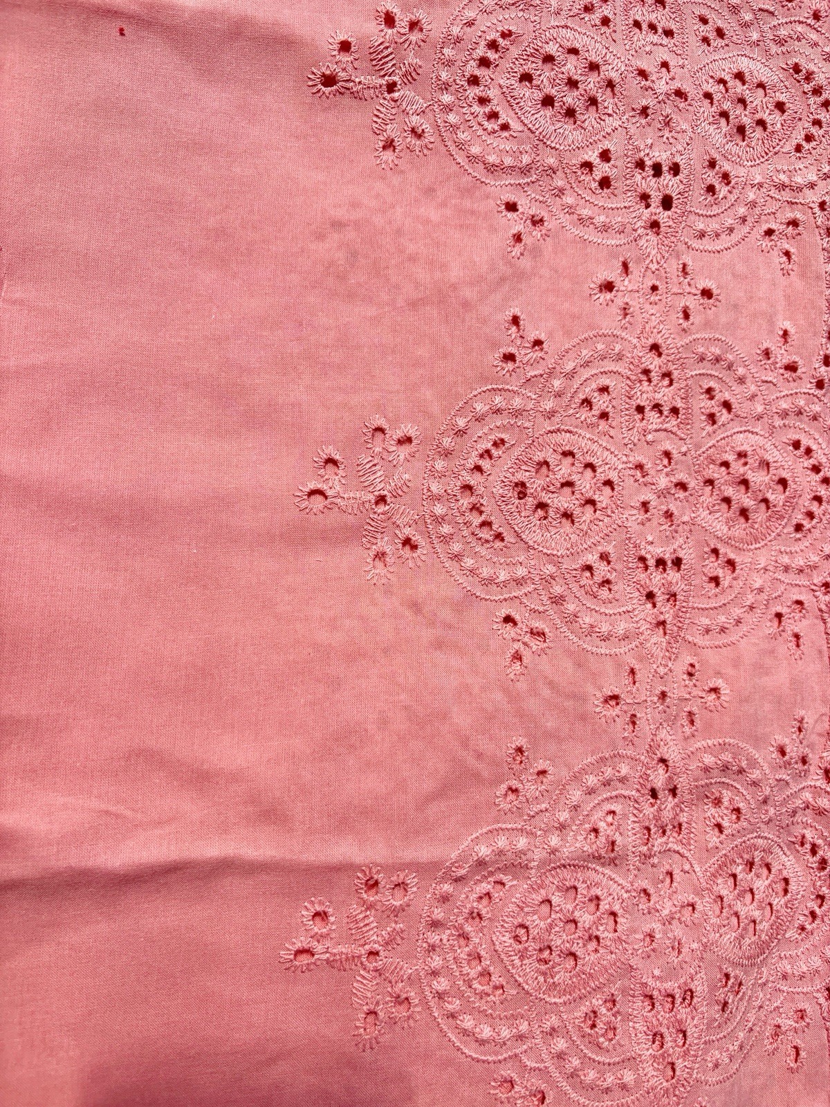 10 Yards 100% Cotton Pink Eyelet Embroidered Lace Trim Fabric 11”Wide