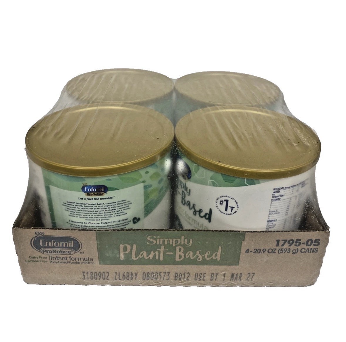 Enfamil Formula ProSobee Simply Plant Based Dairy Free 4 Pack: 03/31/2027