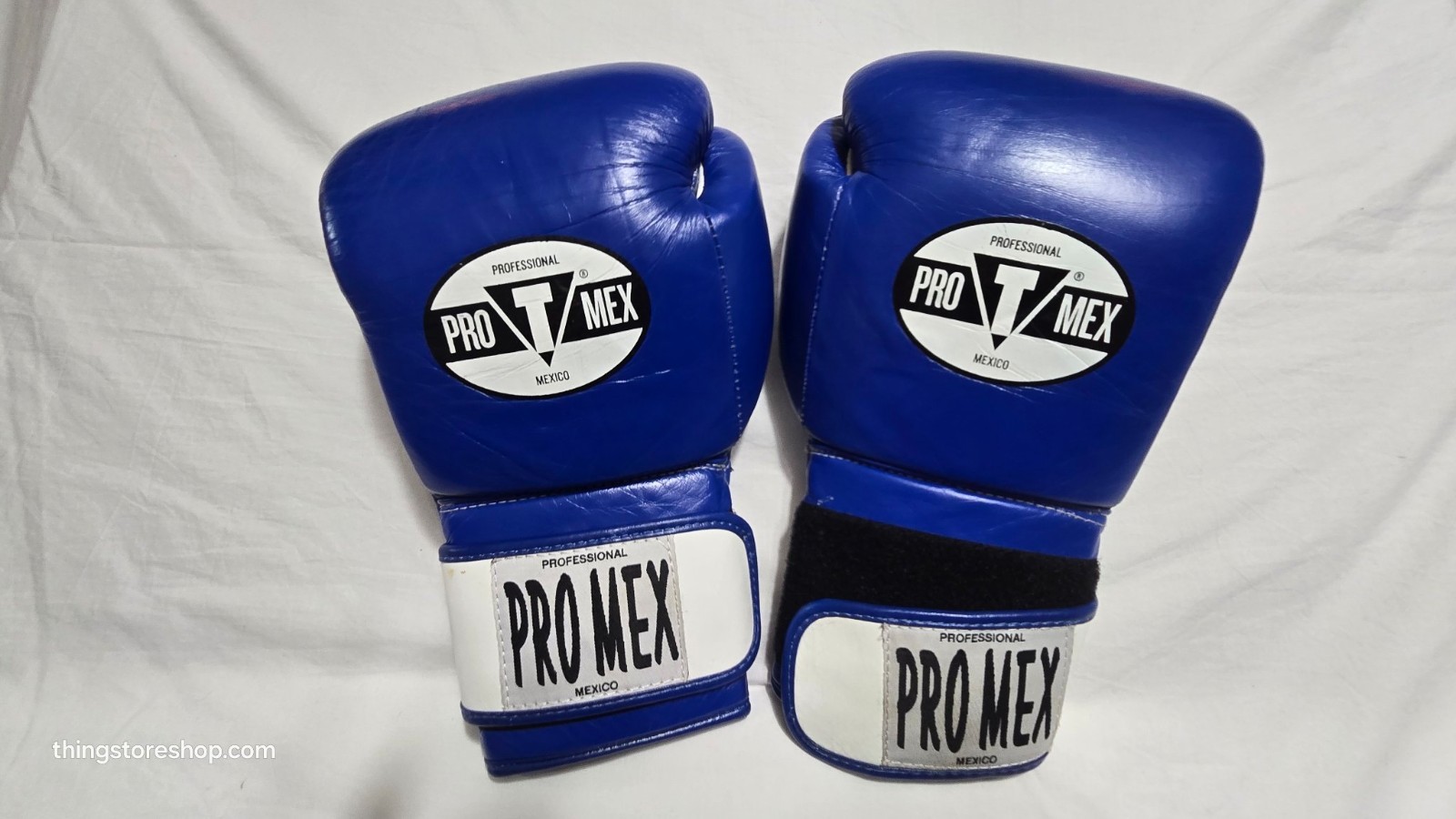 Pro Mex Professional Boxing Gloves Blue Leather Pair Used