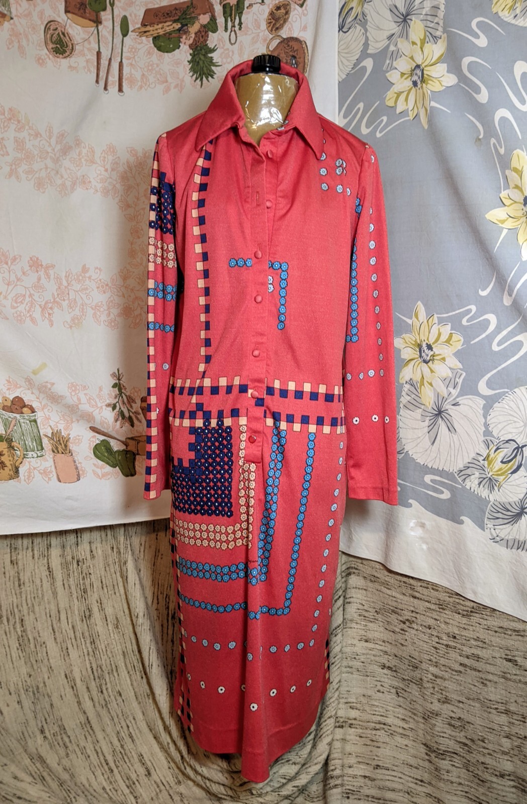 Vintage Paganne by Gene Berk Mod Op Art Geometric Psychedelic Dress S/M
