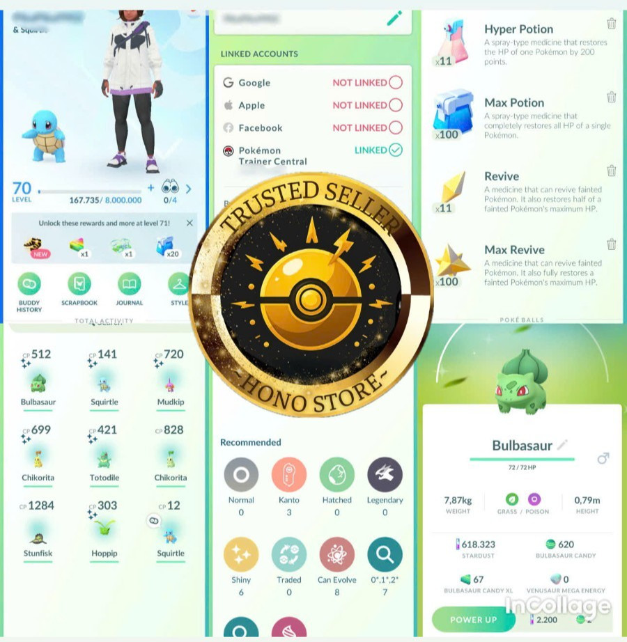 Pokémon Acc Go ⭐️ Level 70 ⭐️Random 2 -10 Shiny  - PTC