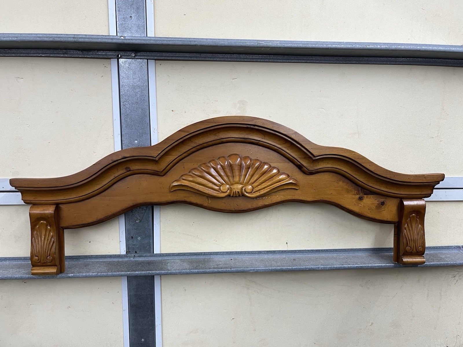 Antique Ornate Carved Solid Wood Pediment Over-Door Over-Window Architectural