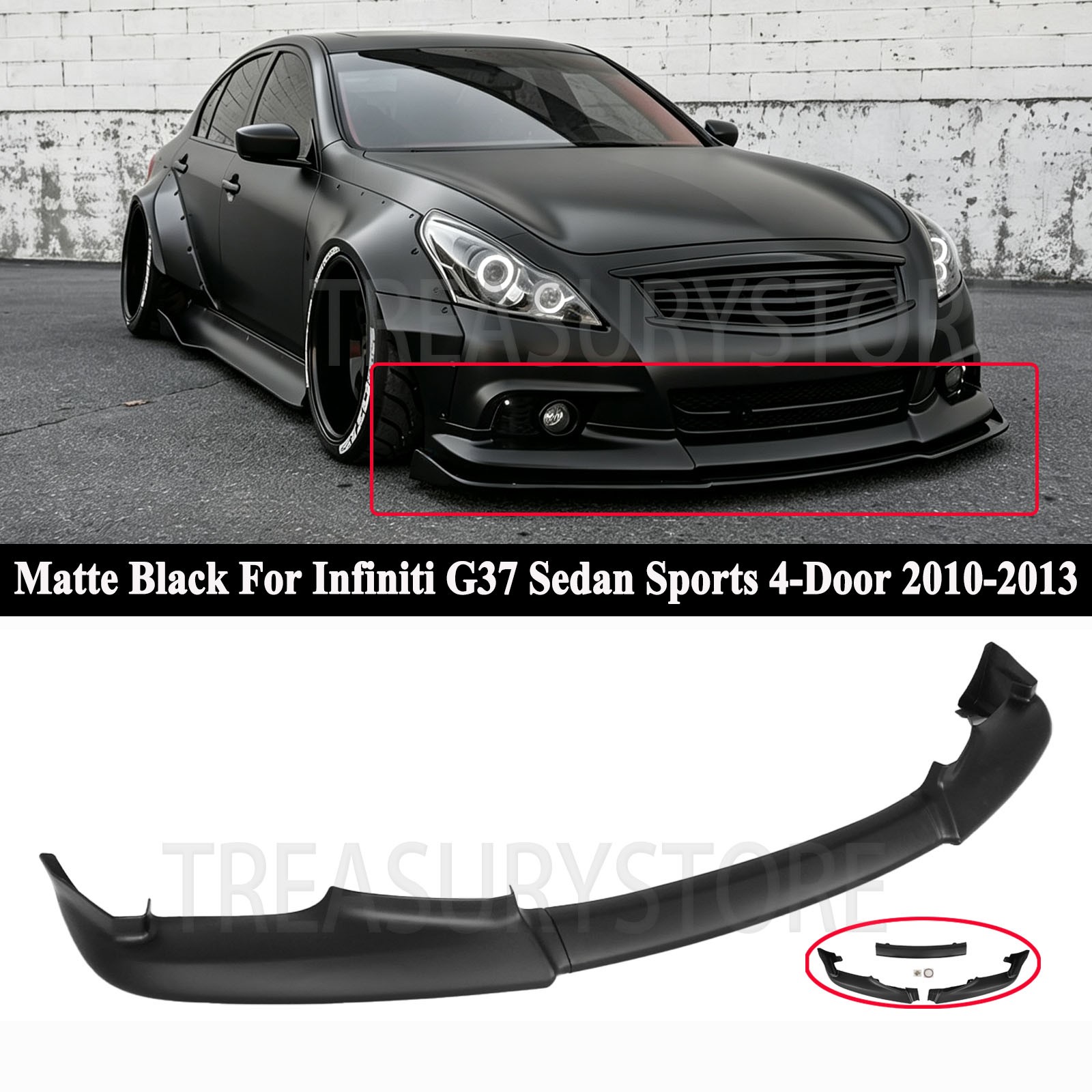 For Infiniti G37 Sedan Sports 4-Door 2010-2013 Matte Black Front Bumper Spoiler For Infiniti G37 Sedan Sports 4-Door 2010-2013 Matte Black Front Bumper Spoiler