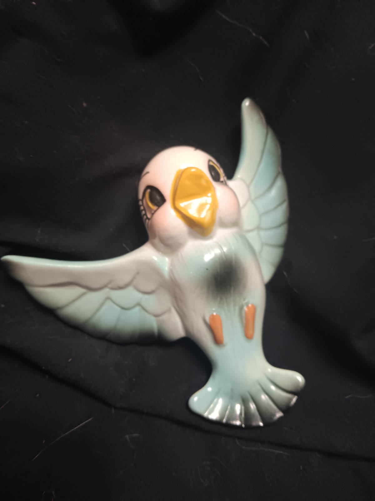 Vintage Lefton Flying Bluebird wall pocket Japan Ceramic 1950s MC