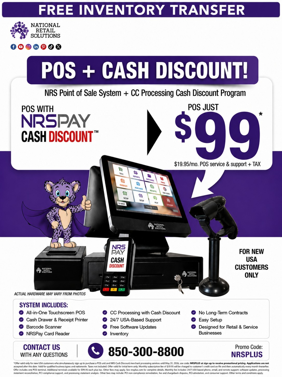 New NRS Full POS System + Free Inventory Transfer + Needs New NRS Pay  Account 
