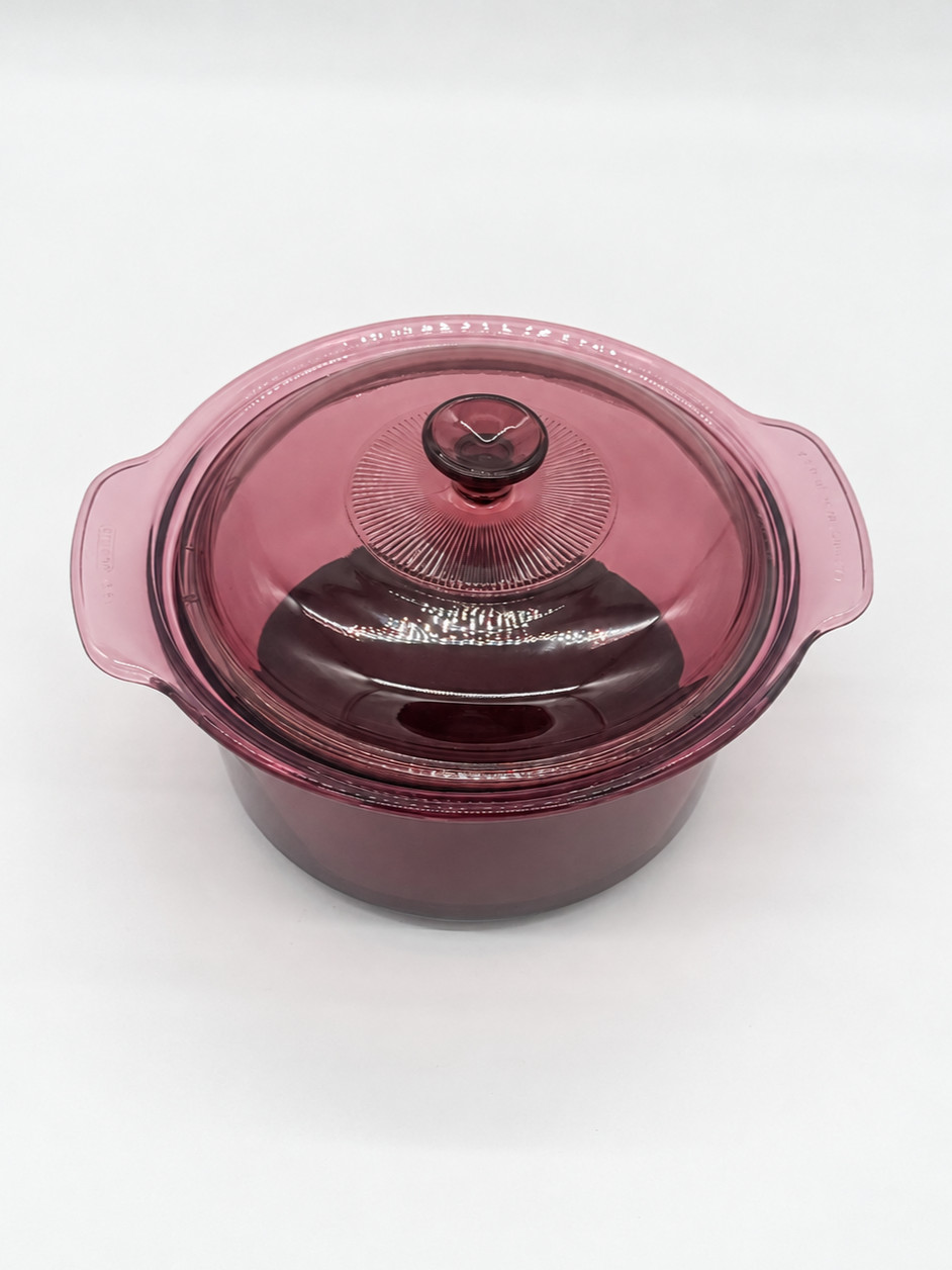 Rare Vtg Corning Visions Cranberry 3.5L Non Stick Dutch Oven V-3.5-L-SP USA Pot