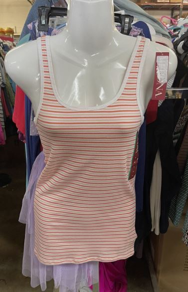 NEW Merona Women\'s Tank Top Choose Size Peach Stripes Cotton Blend 
