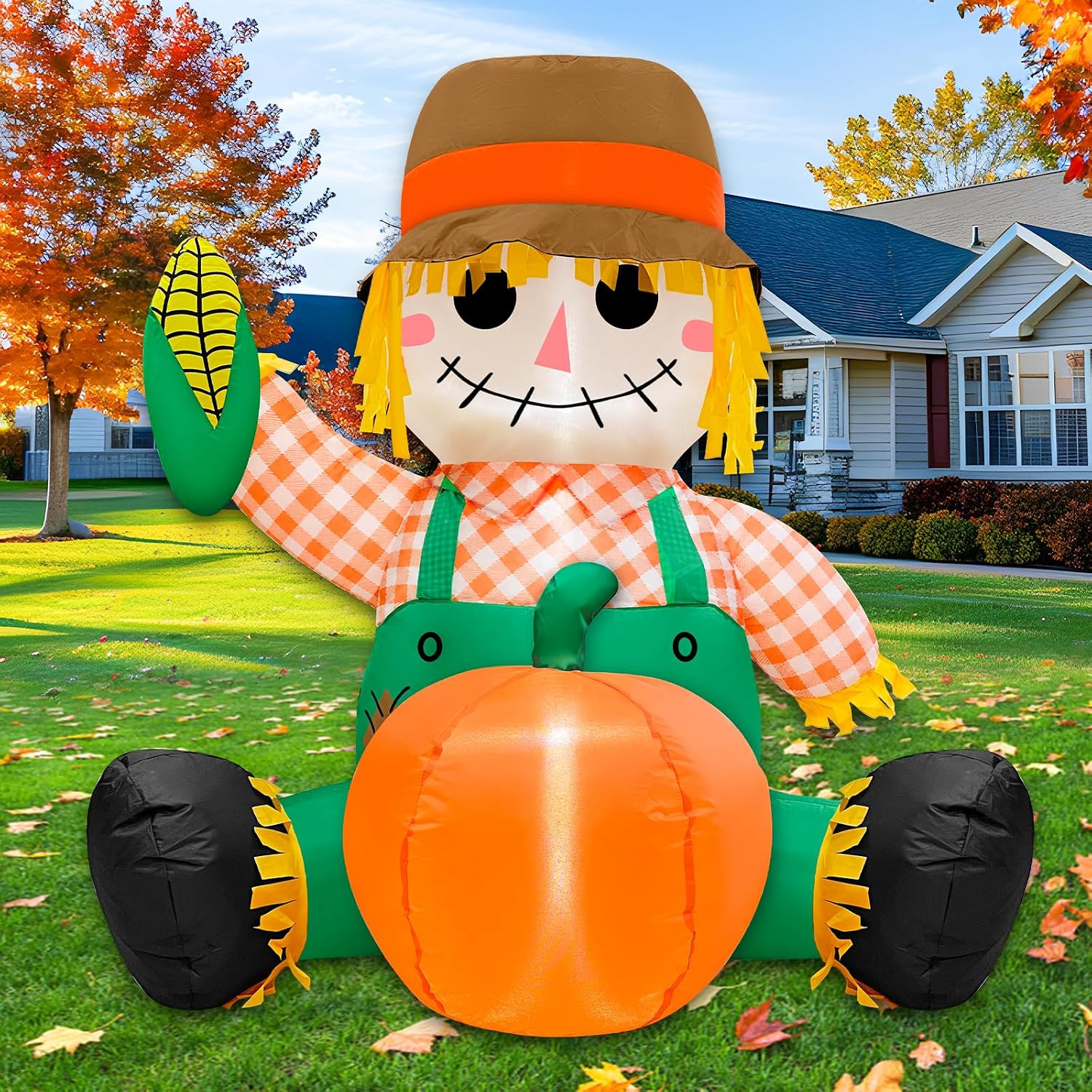 3.5FT Fall Thanksgiving Inflatables Outdoor Decorations with Built-In Leds