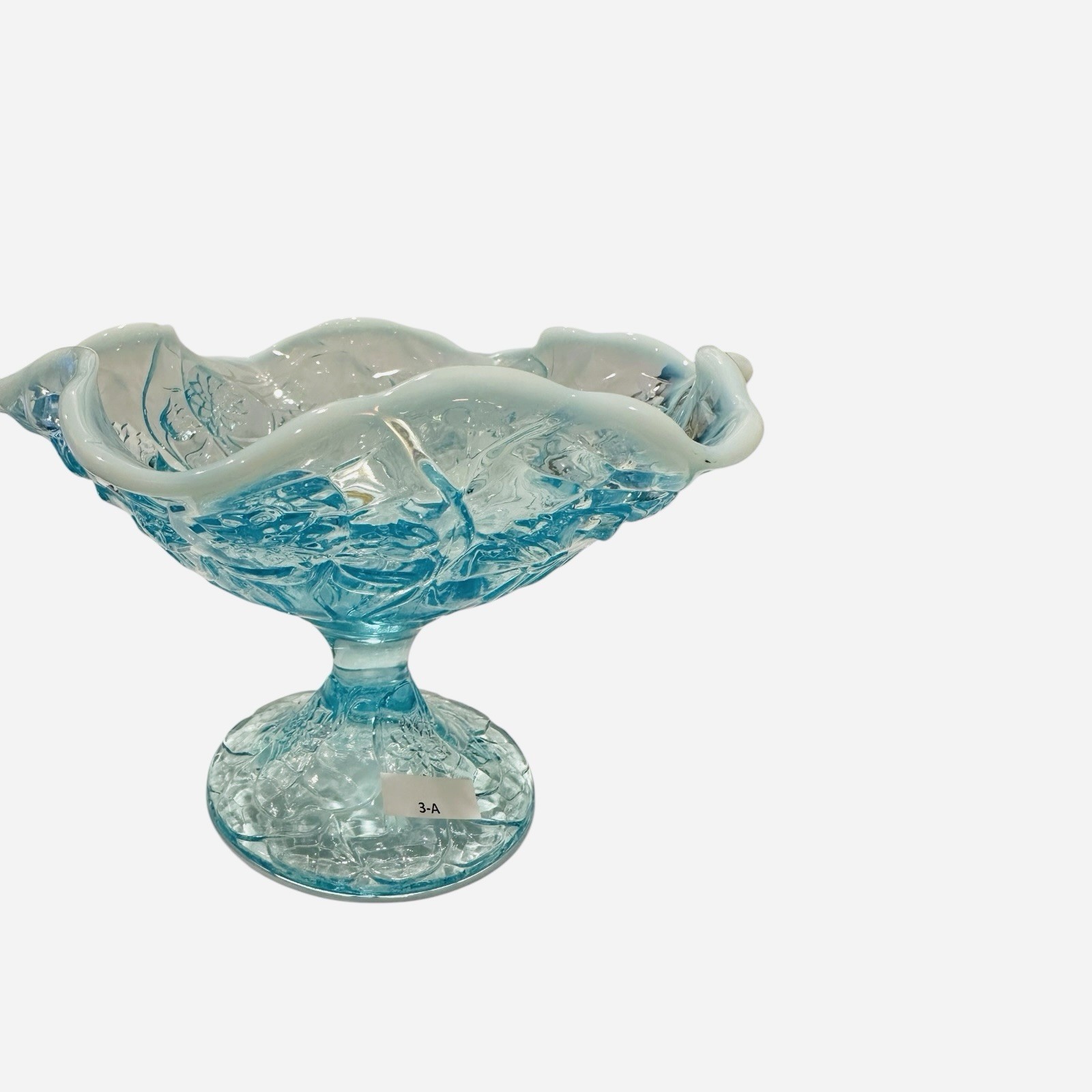 Fenton Water Lily Opalescent Compote Comport Aqua Blue Hard to Find Fenton Water Lily Opalescent Compote Comport Aqua Blue Hard to Find