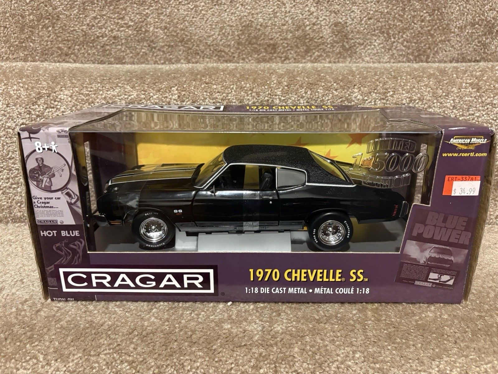 Ertl 1970 Chevrolet Chevy Chevelle SS CRAGAR 1/18 Tuxedo Black Limited /5000